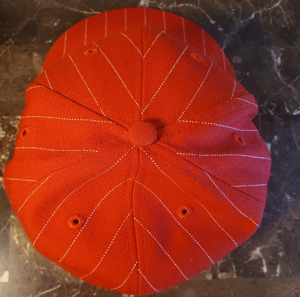 New Era Red Pinstripe Baseball Cap - Picture 6 of 11